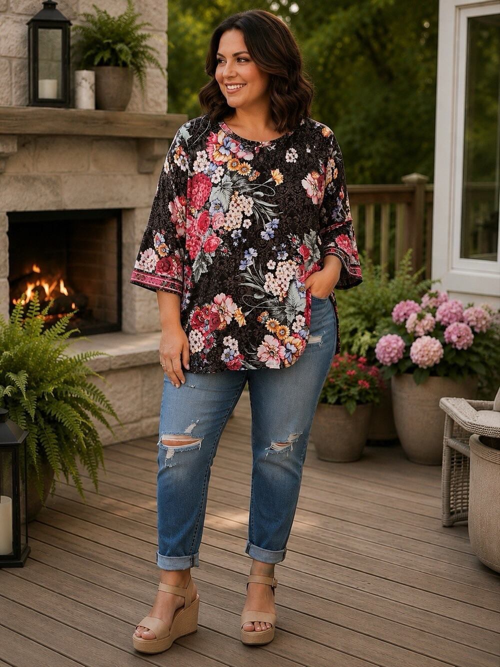 Johnny Was Sistine Bell Sleeve Top Tunic XXL Boho Feminine Relaxed Cottagecore